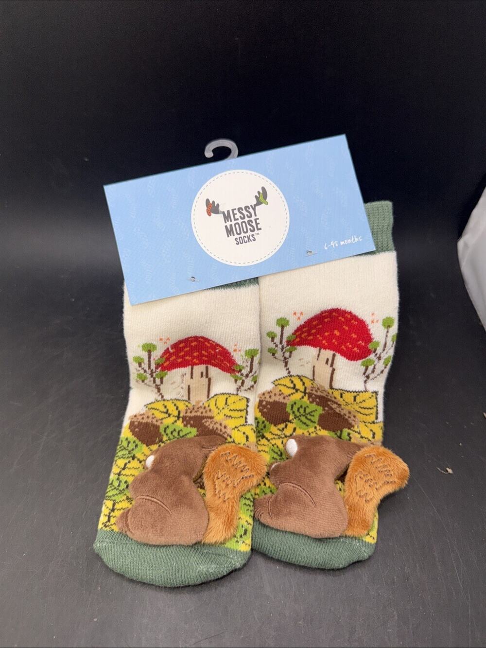 Messy Moose Toddler Slipper Socks Squirrel Mushroom Plush 6-18 Months NWT